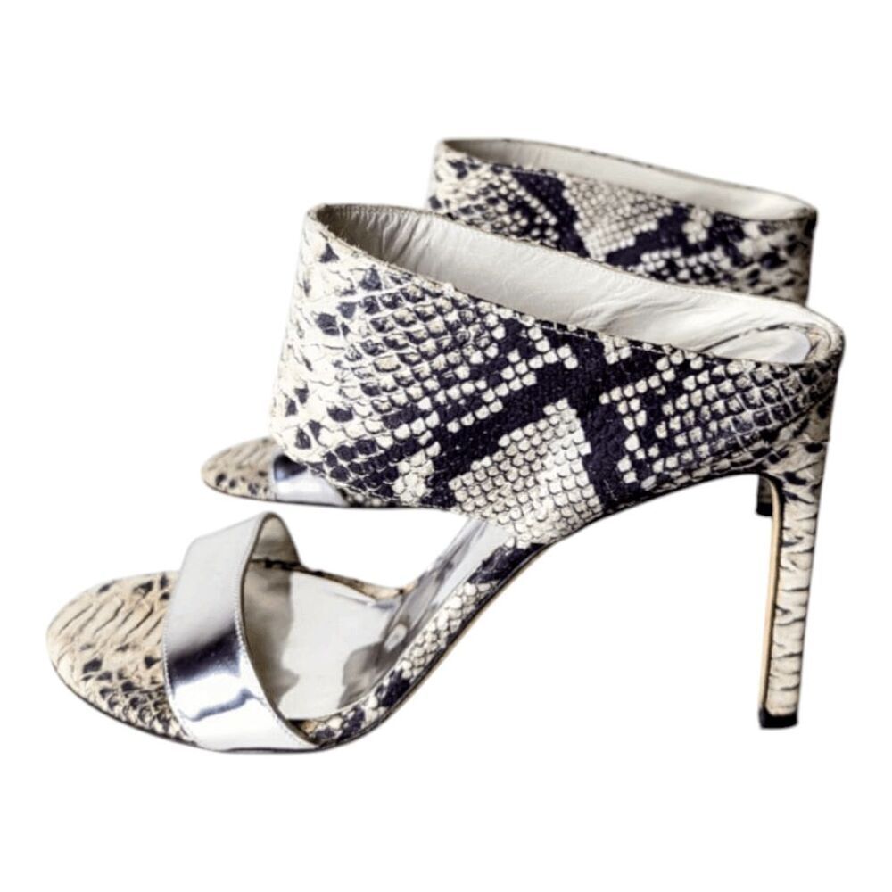 Stuart Weitzman Python Embossed Leather Open Toe … - image 2